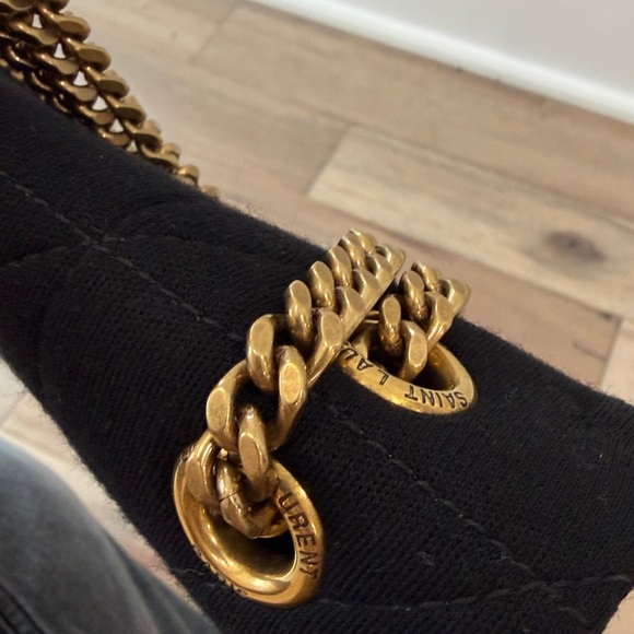 Yves Saint Laurent Jamie Jersey Black Quilted Shoulder Bag with Gold Chain - Picture 12 of 17